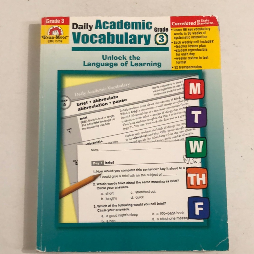Daily Academic Vocabulary Unlock the Language of Learning Grade 3 Evan-Moor